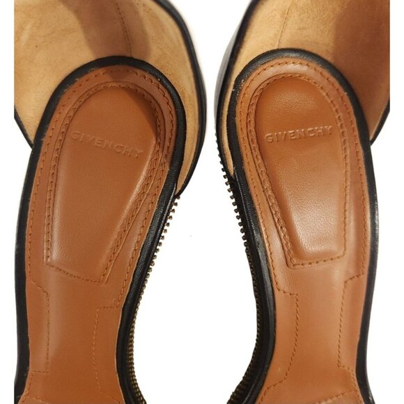 Givenchy Leather Zipper Trim Platform Ankle Strap Wedge Sandals 37.5 US 7 $1245 - Picture 10 of 11